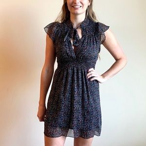 Forever 21 black ditsy floral print mini dress size medium